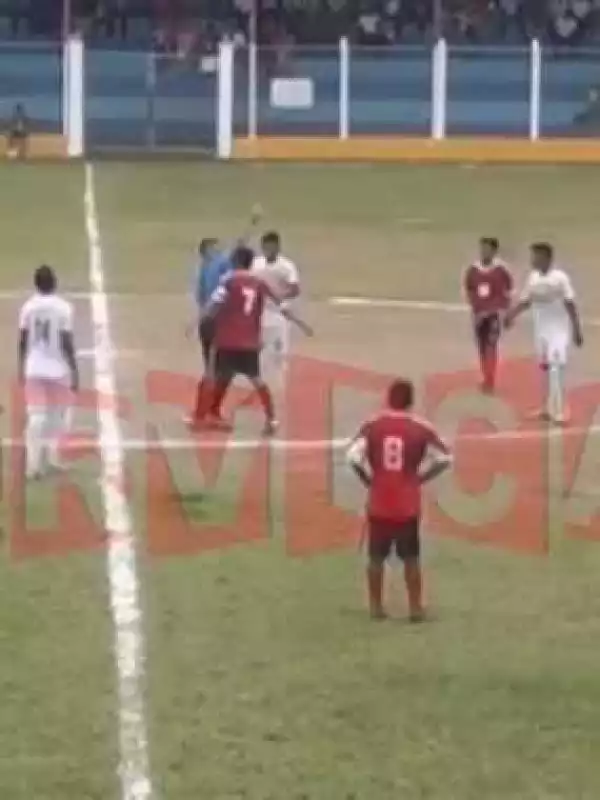 Football Player beats the hell out of Referee after he